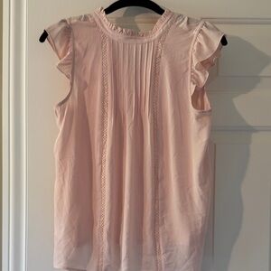 LOFT Blush Ruffle Sleeve Blouse EUC sz S